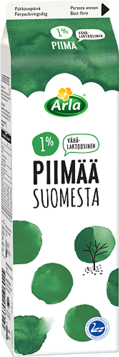 1% vähälaktoosista piimää Suomesta