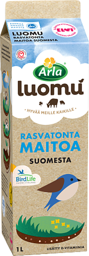 Rasvatonta maitoa Suomesta