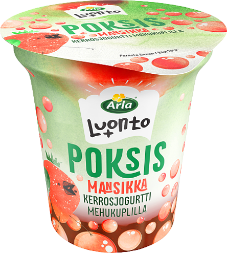 Poksis Mansikkakerrosjogurtti mehukuplilla vähälaktoosinen