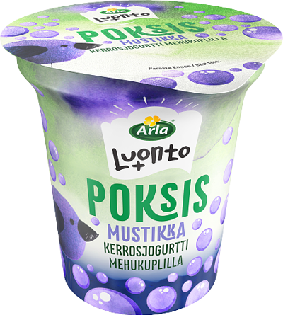 Poksis Mustikkakerrosjogurtti mehukuplilla vähälaktoosinen